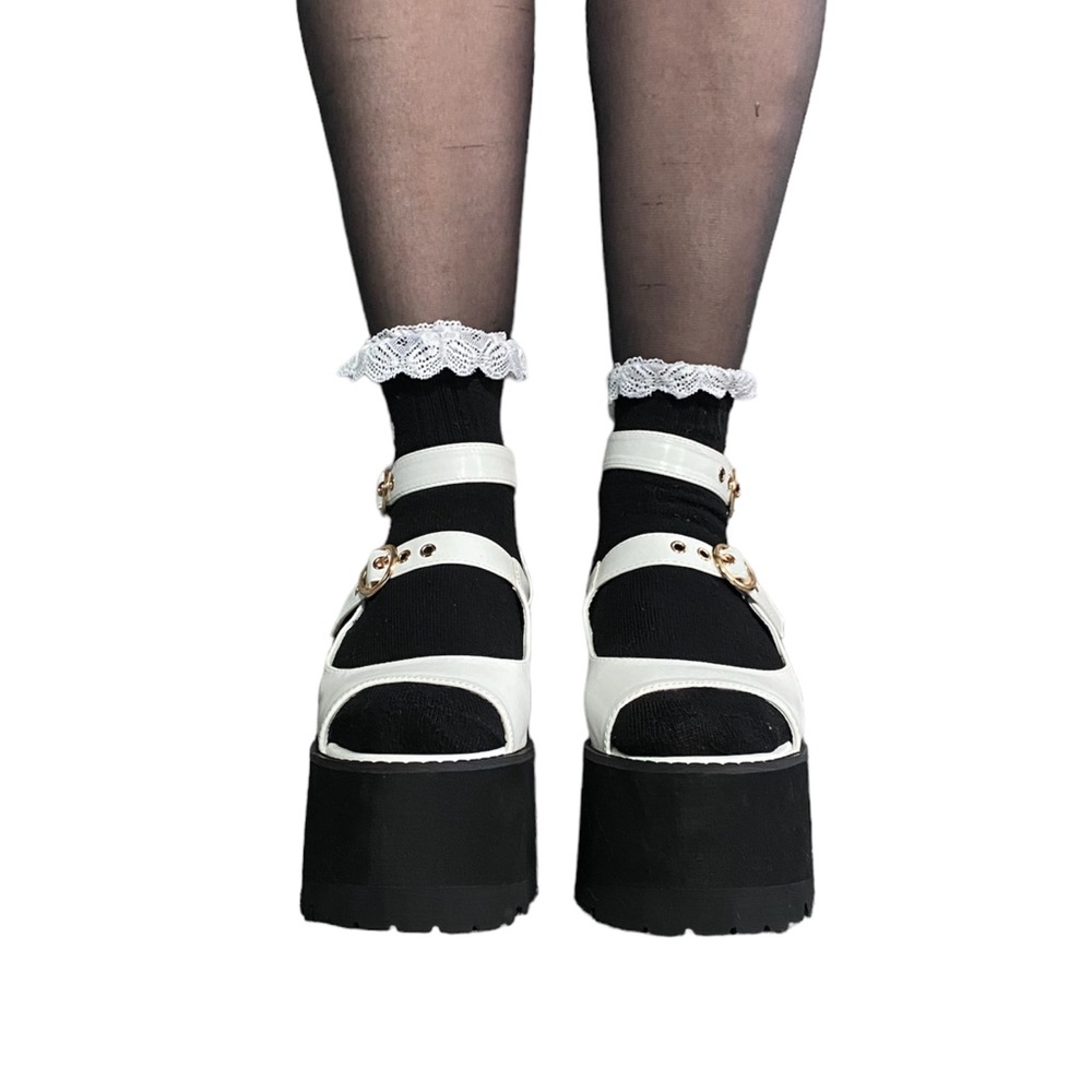 Lemon Drop by DollsKill | NWOT’s platform strappy Y2K gothic grunge sandals - Picture 9 of 10